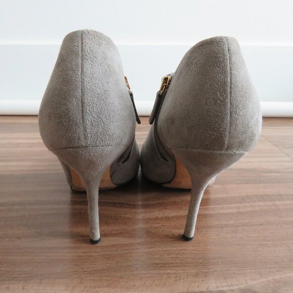 GUCCI Gray Suede Leather Sofia Heeled Booties Shoes - Size EU 38.5 / US 8 - Picture 7 of 16